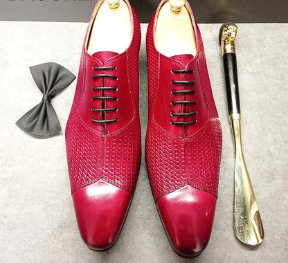 Real Leather Red Pointed Toe Men Shoes