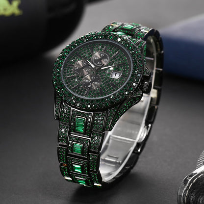 Green Iced Diamond Watches