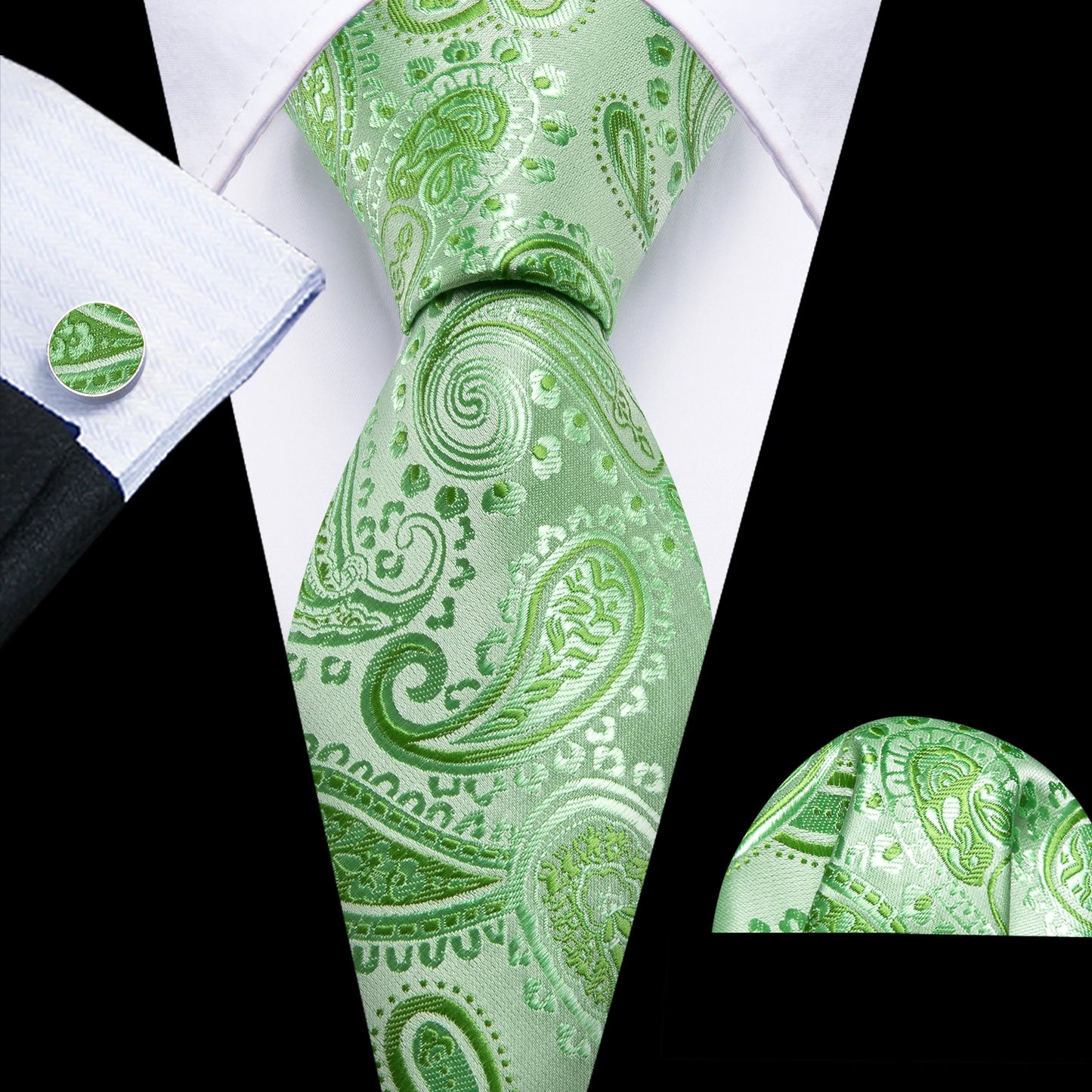 Green Teal Fashion Silk Men Tie