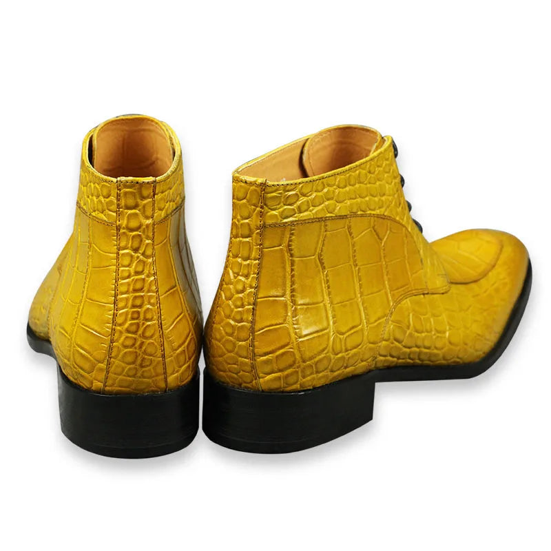 Crocodile Solid Boots Genuine Leather Men Shoe