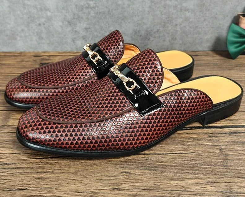 Leather Men Mules Half Shoes