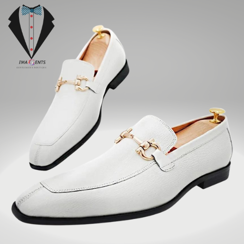 Slip on White Horsebit Loafers Men Shoes