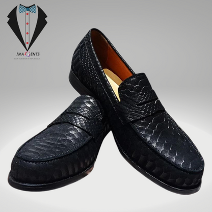 Black Banquet Suede Loafers Leather Men Shoes