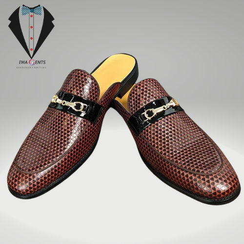 Leather Men Mules Half Shoes