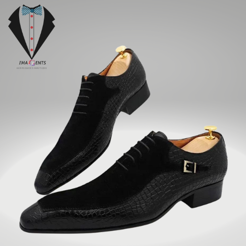 Leather Black Brown Luxury Lace up Split Toe Men Shoes