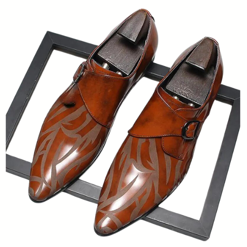 Classic Buckle Monk Strap Leather Shoes For Men