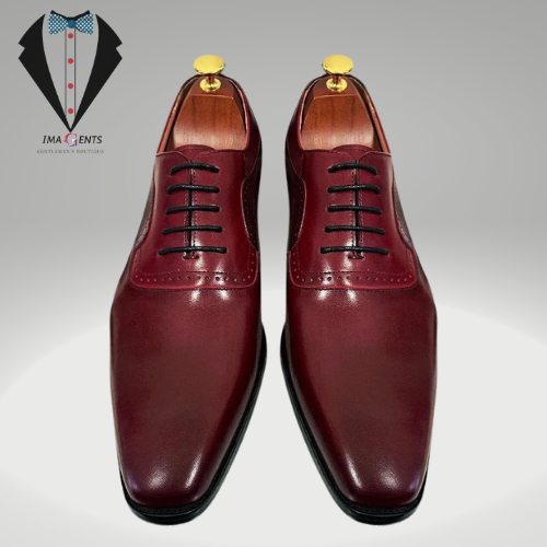 Luxury Italian Lace Up Red Pointed Toe Men Shoes