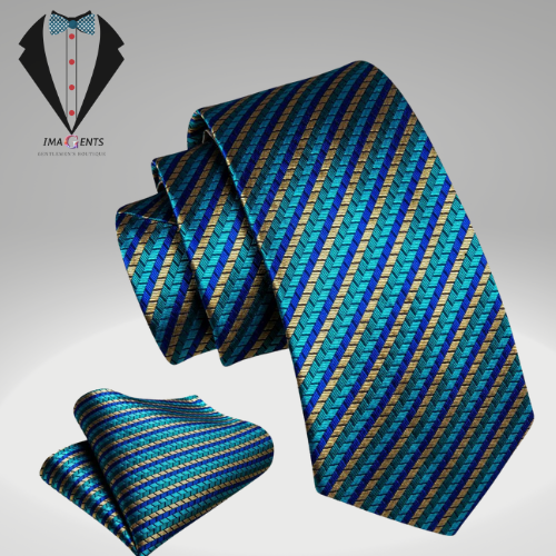 Silk Necktie Pocket Square Cufflinks Set Men Ties