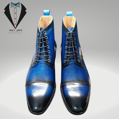 Royal Blue Ankle Boots Shoes For Men