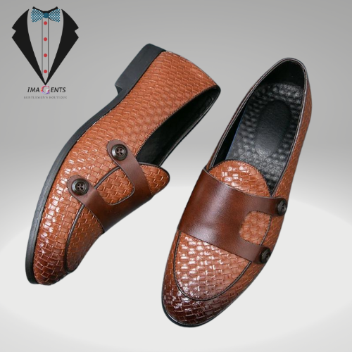 Brown Black Pu Breathable Double Buckle Monk Shoes