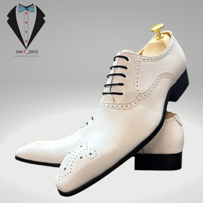 Italian White Black Brogue Oxford Shoes