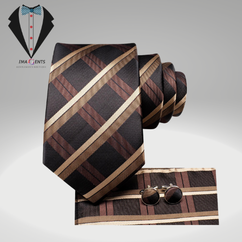 Plaid Black Brown Tie For Men