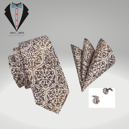 Brown Novelty Silk Tie