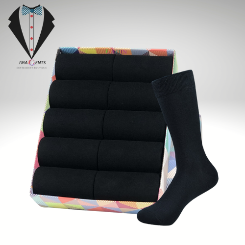 Black Cotton Calf Socks