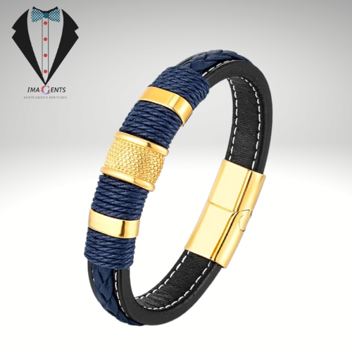 Braided Genuine Blue Leather Bracelet