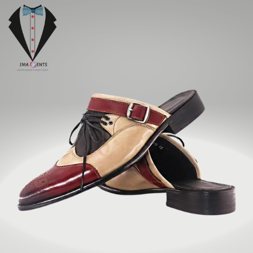 Mixed Color Pointed Genuine Leather Shoes