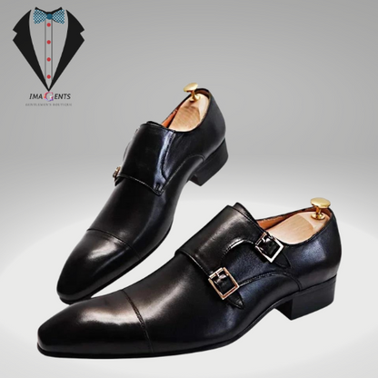 Real Leather Buckle Strap Loafers Men  Shoes