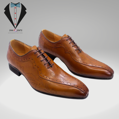 Lace Up Italian Brown Black Genuine Leather Shoes