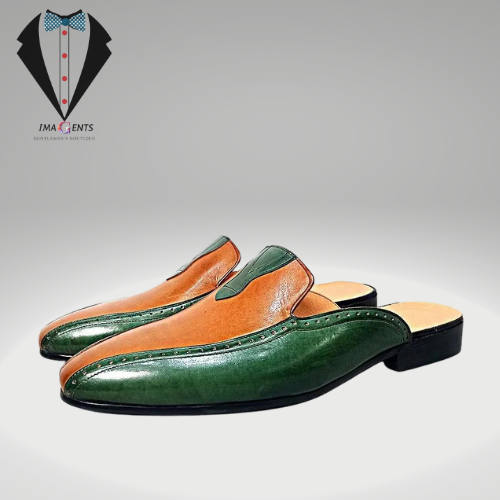 Mule's Green Mixed Brown Genuine Leather Shoes