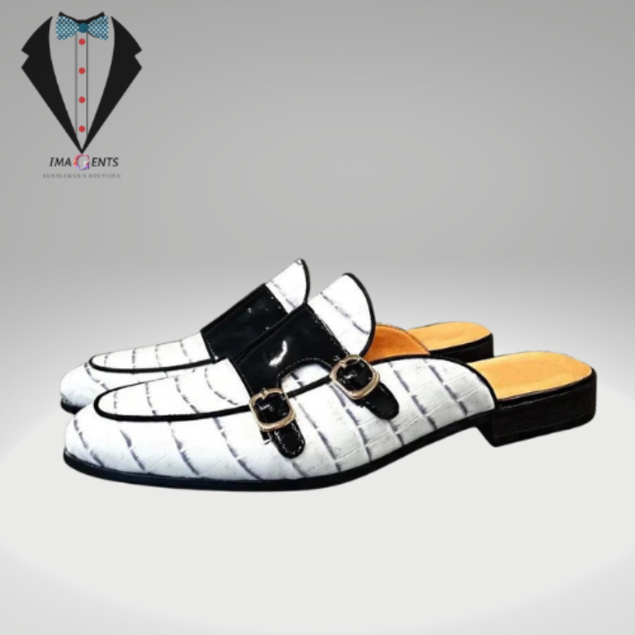 White Crocodile Men Leather Half Shoes