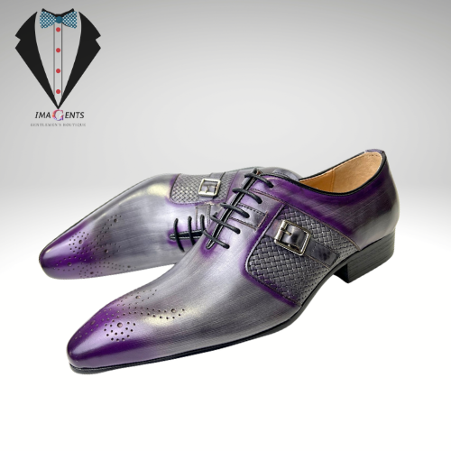 Brogues Leather Purple Shoes