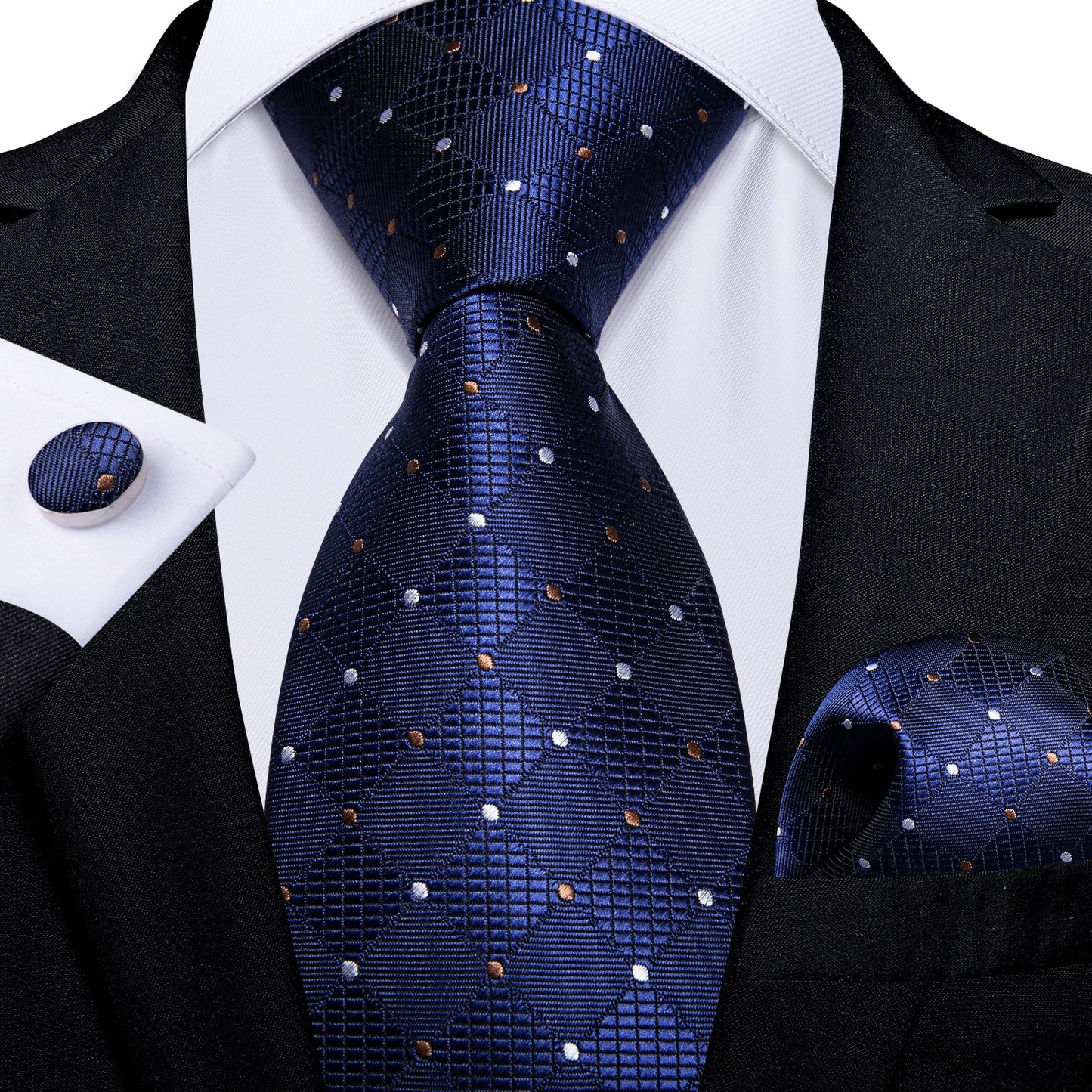 White Dot Black Silk Ties