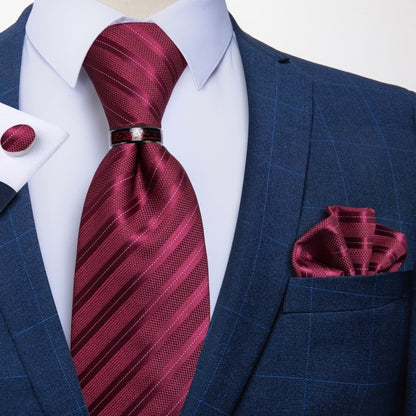 Mens Red Silk Tie Set