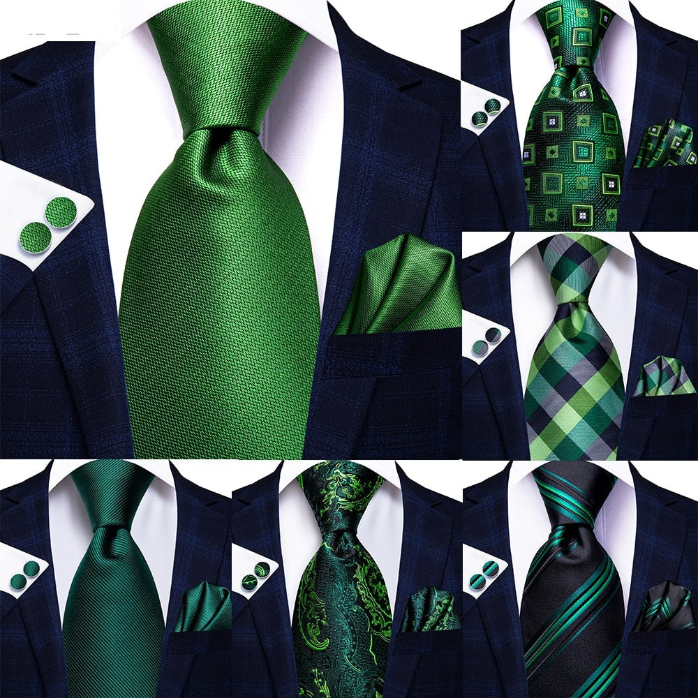 Green Paisley Silk Tie Set