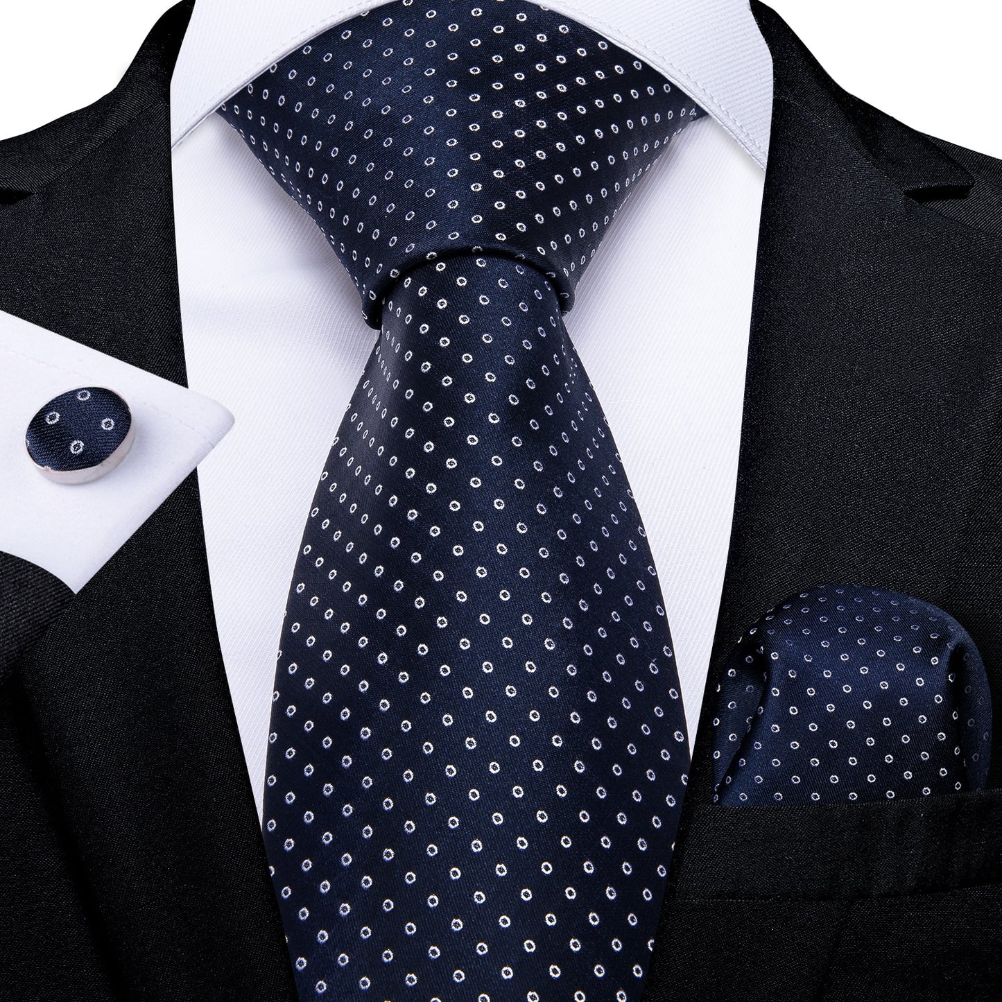 White Dot Black Silk Ties