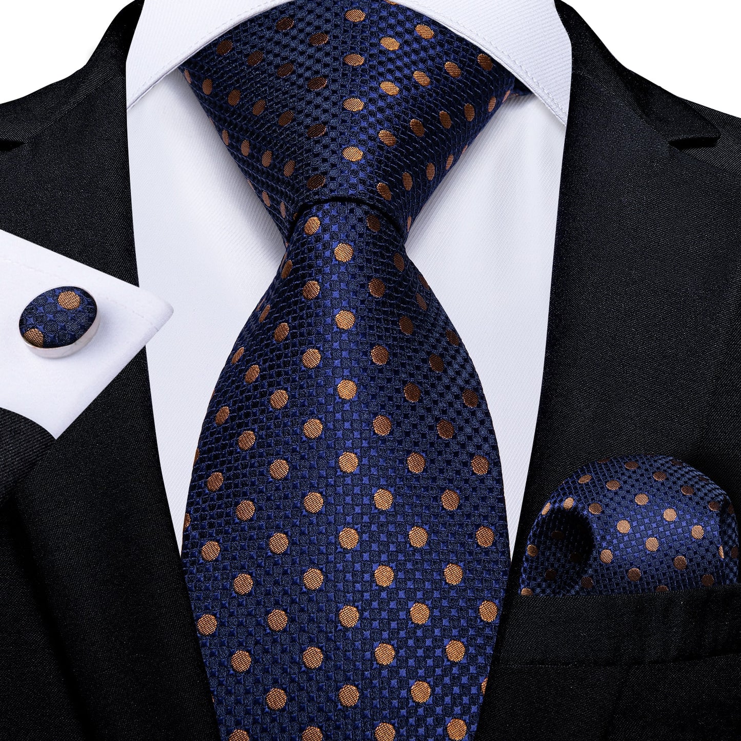 White Dot Black Silk Ties