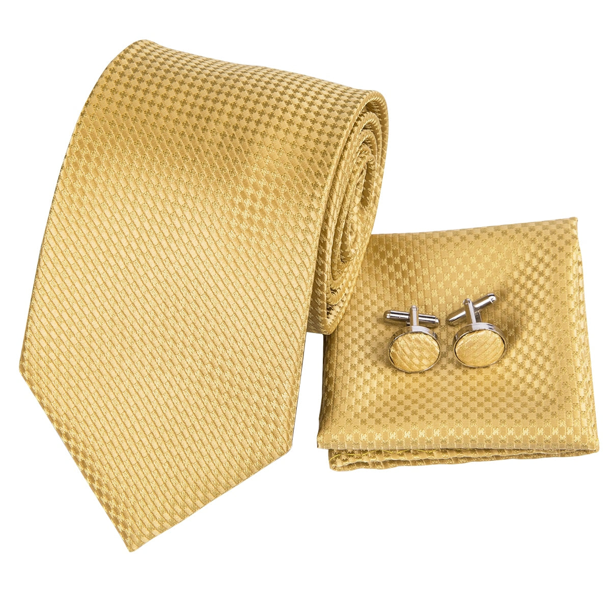 Mens Solid Plaid Tie Set