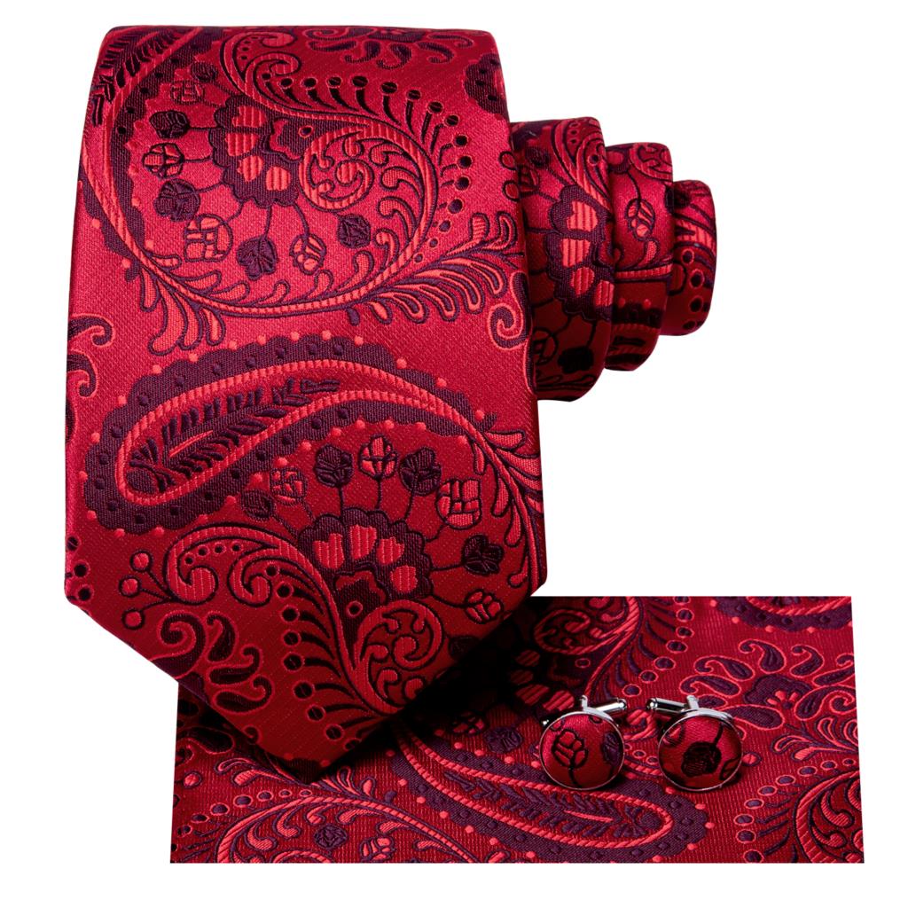 Burgundy Paisley Flroal Tie