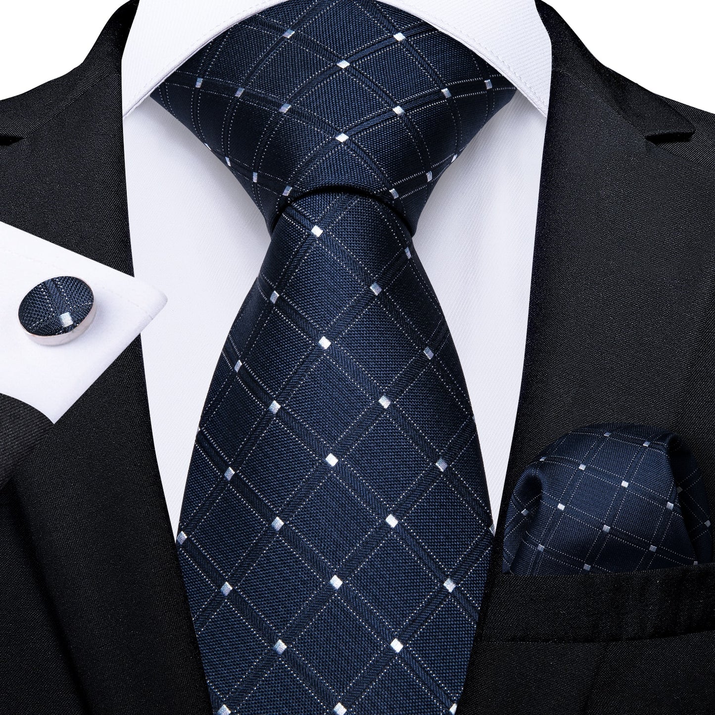 White Dot Black Silk Ties