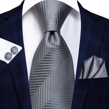 Striped Silk Business Tie Set