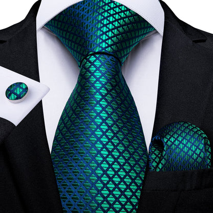 Men Green Silk Tie Set