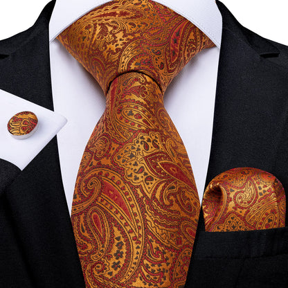 Orange Silk Ties Set