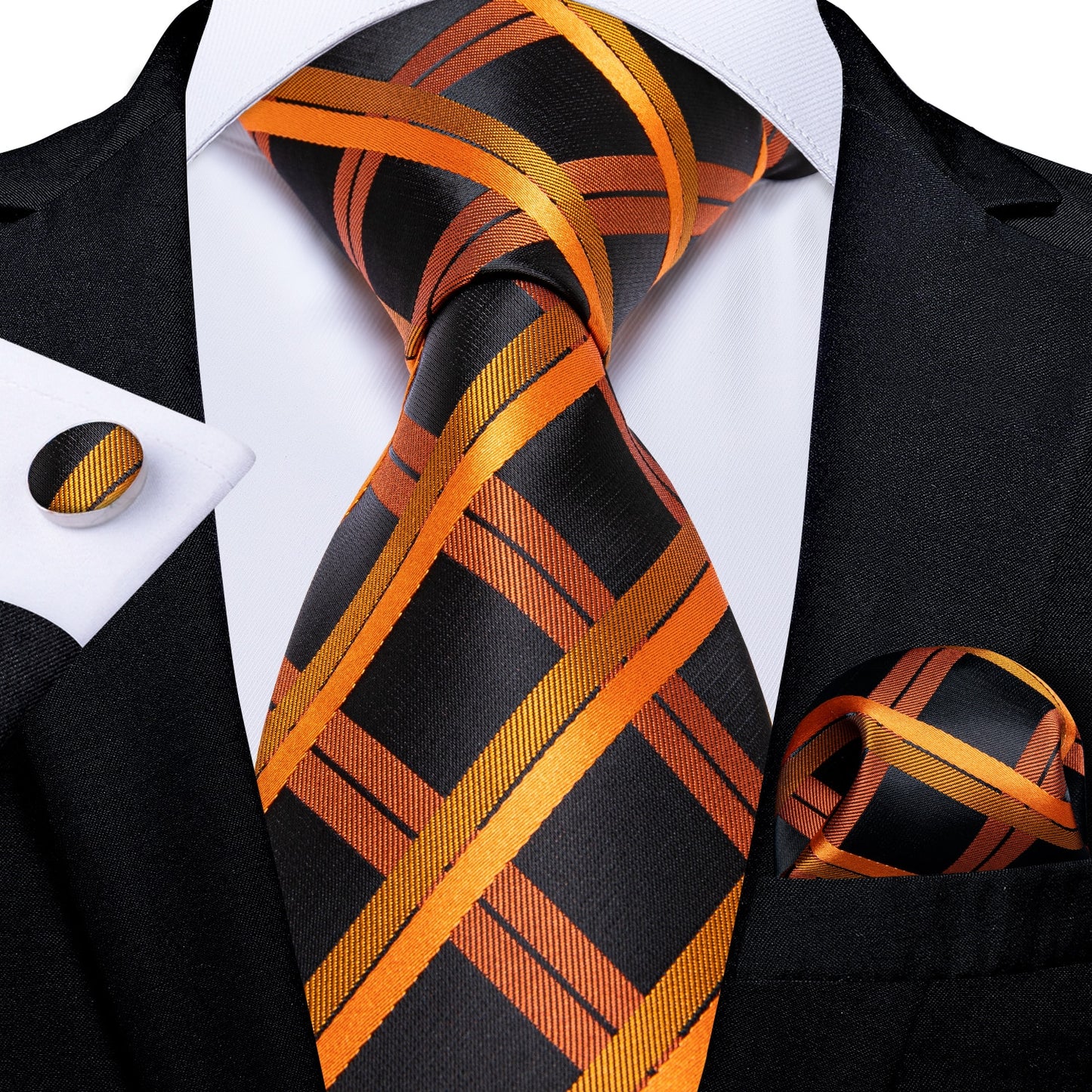 Orange Silk Ties Set