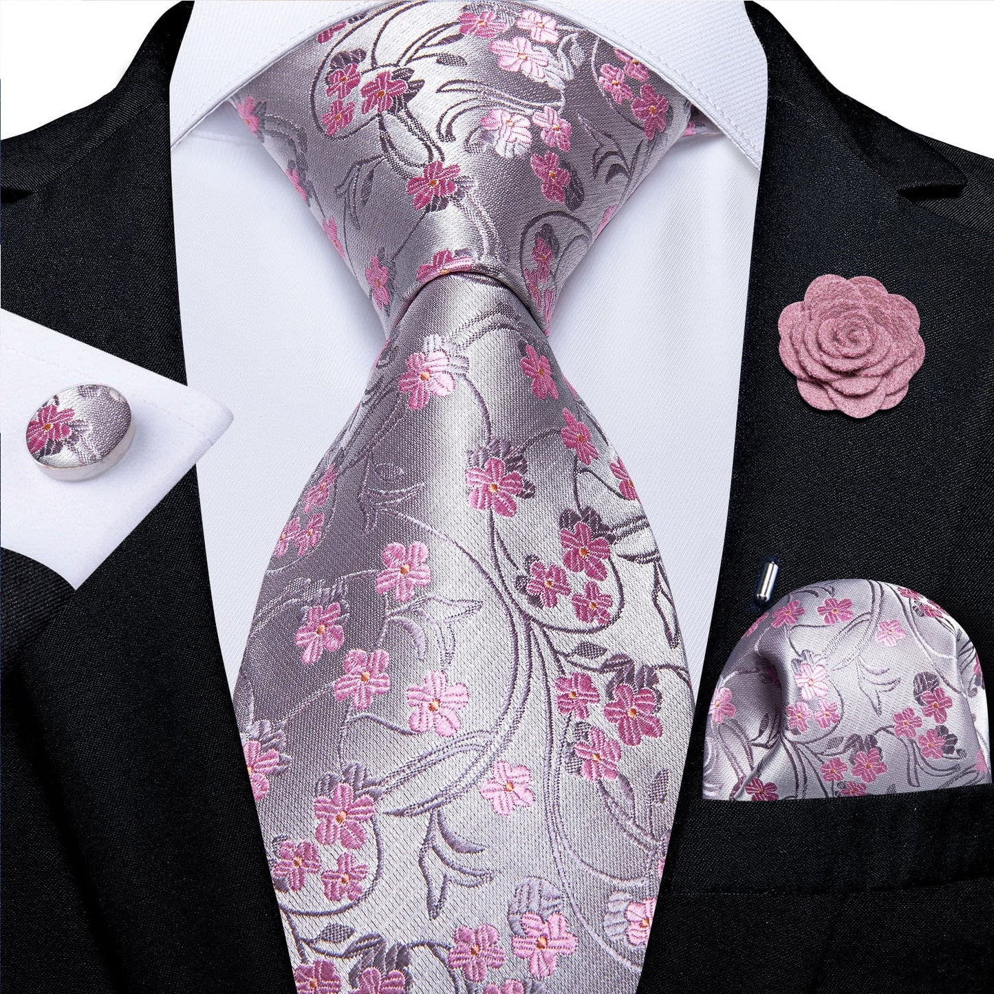 Print Floral Silk Pink Set