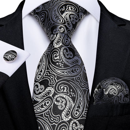 Gray Paisley Silk Ties Set