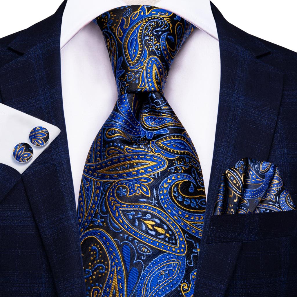 Navy Solid Paisley Silk Tie