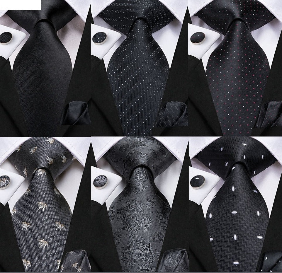 Black Paisley Silk Tie Set