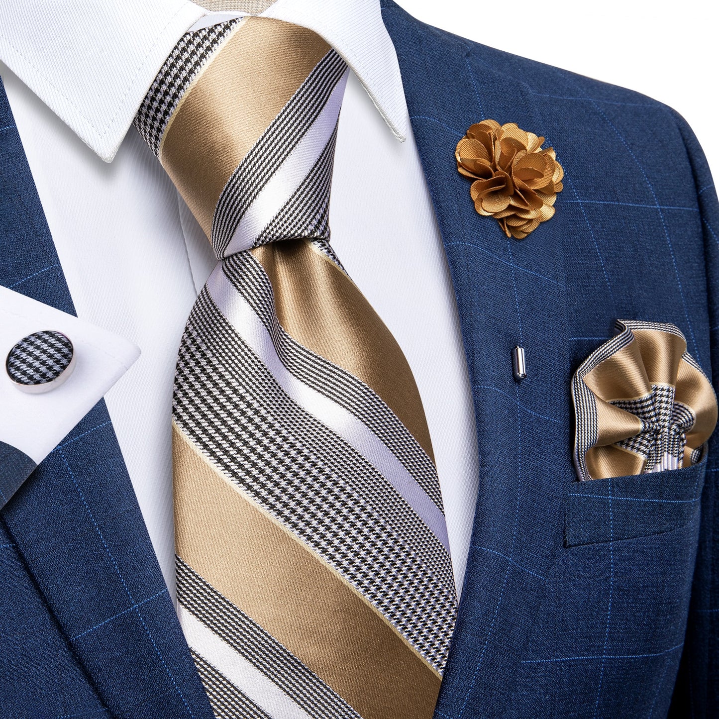 Tie Pocket Square Cufflinks Set