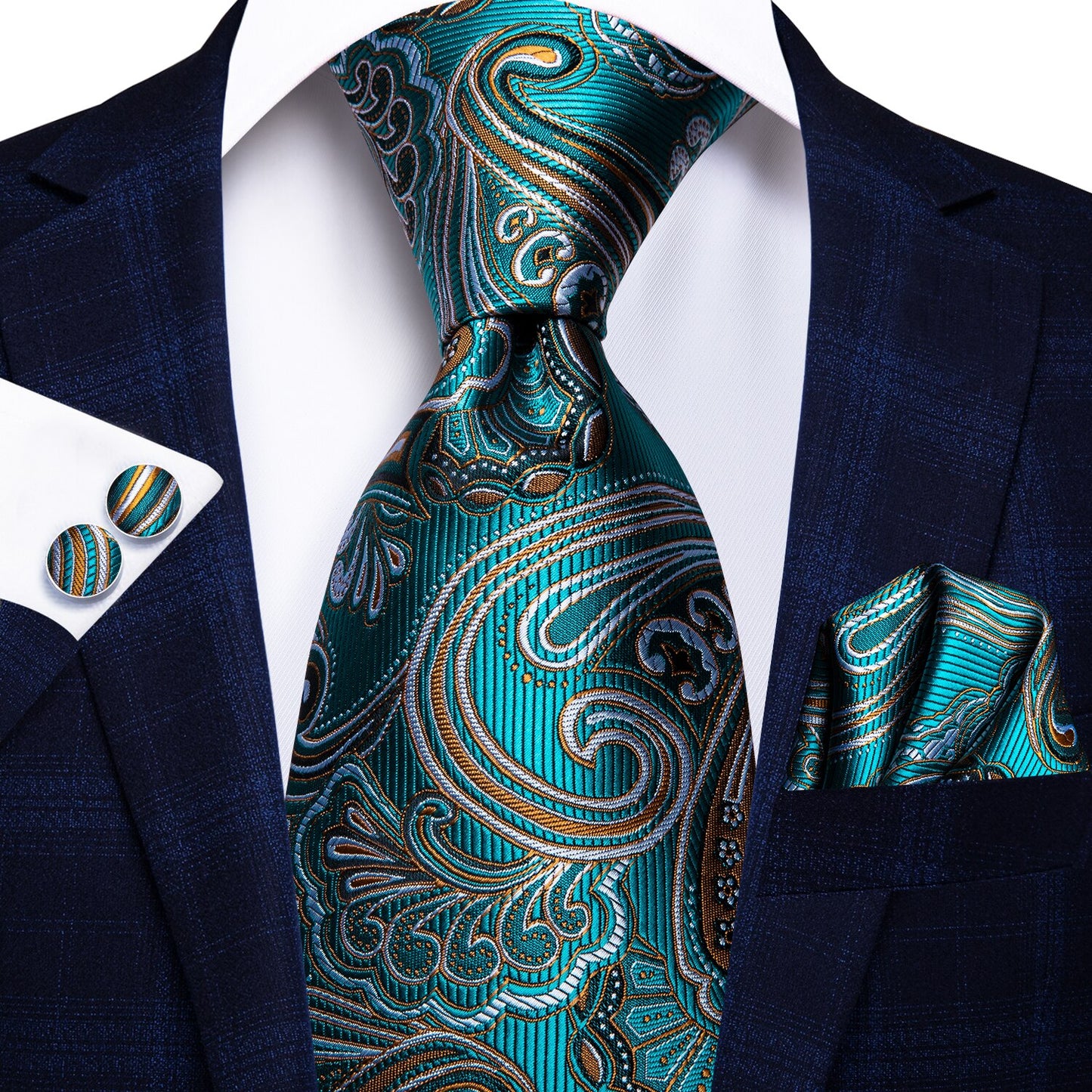 Green Paisley Silk Tie Set