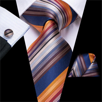 Striped Silk Business Tie Set