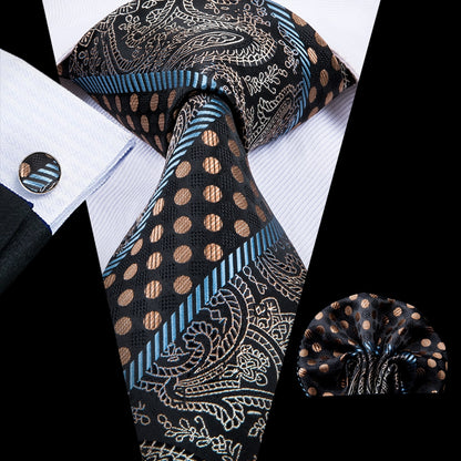 Black Paisley Silk Tie Set