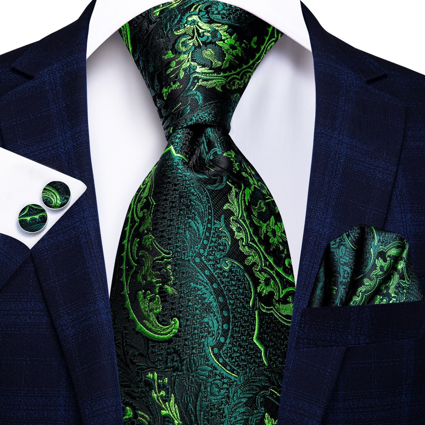 Green Paisley Silk Tie Set