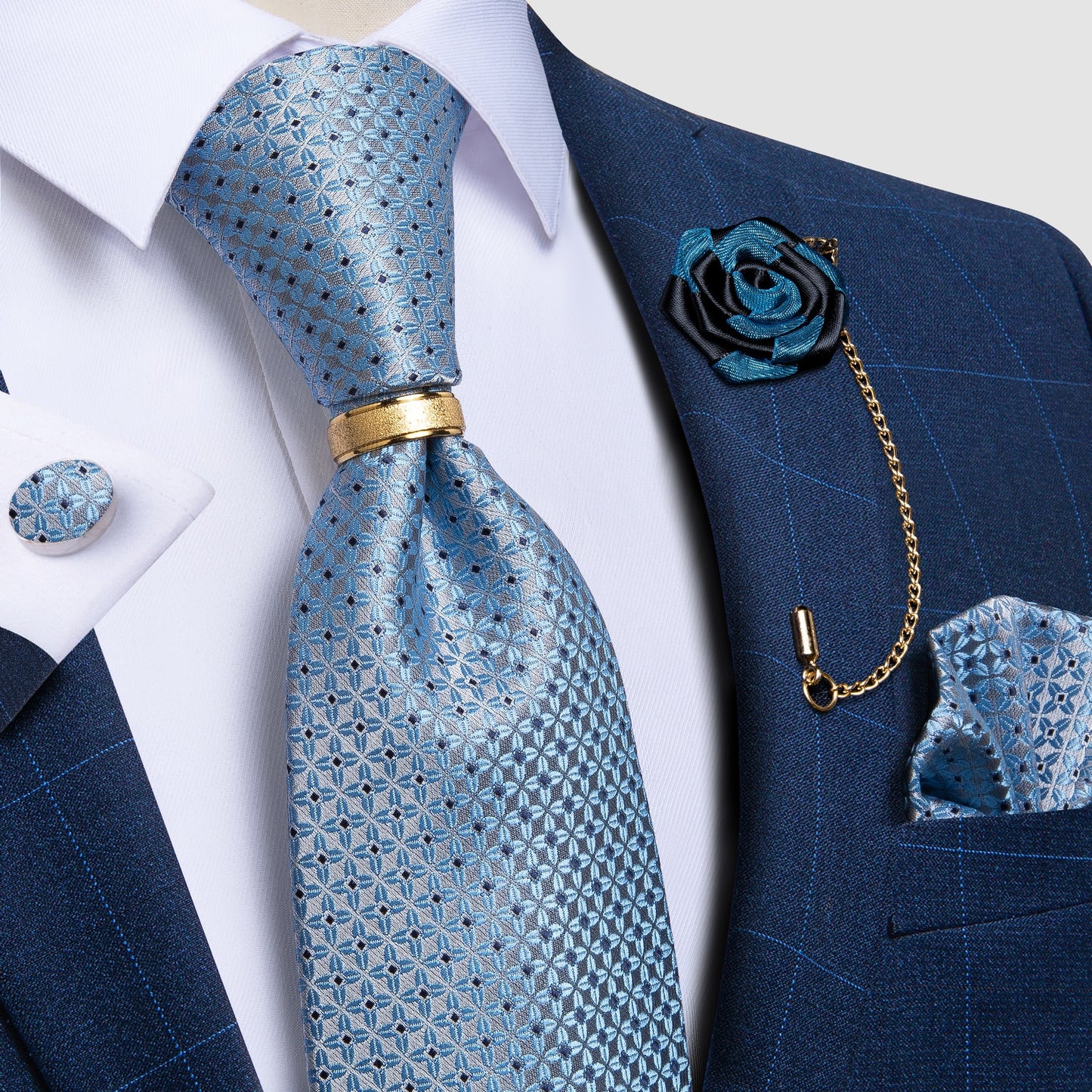 Luxury Paisley Solid Tie Set