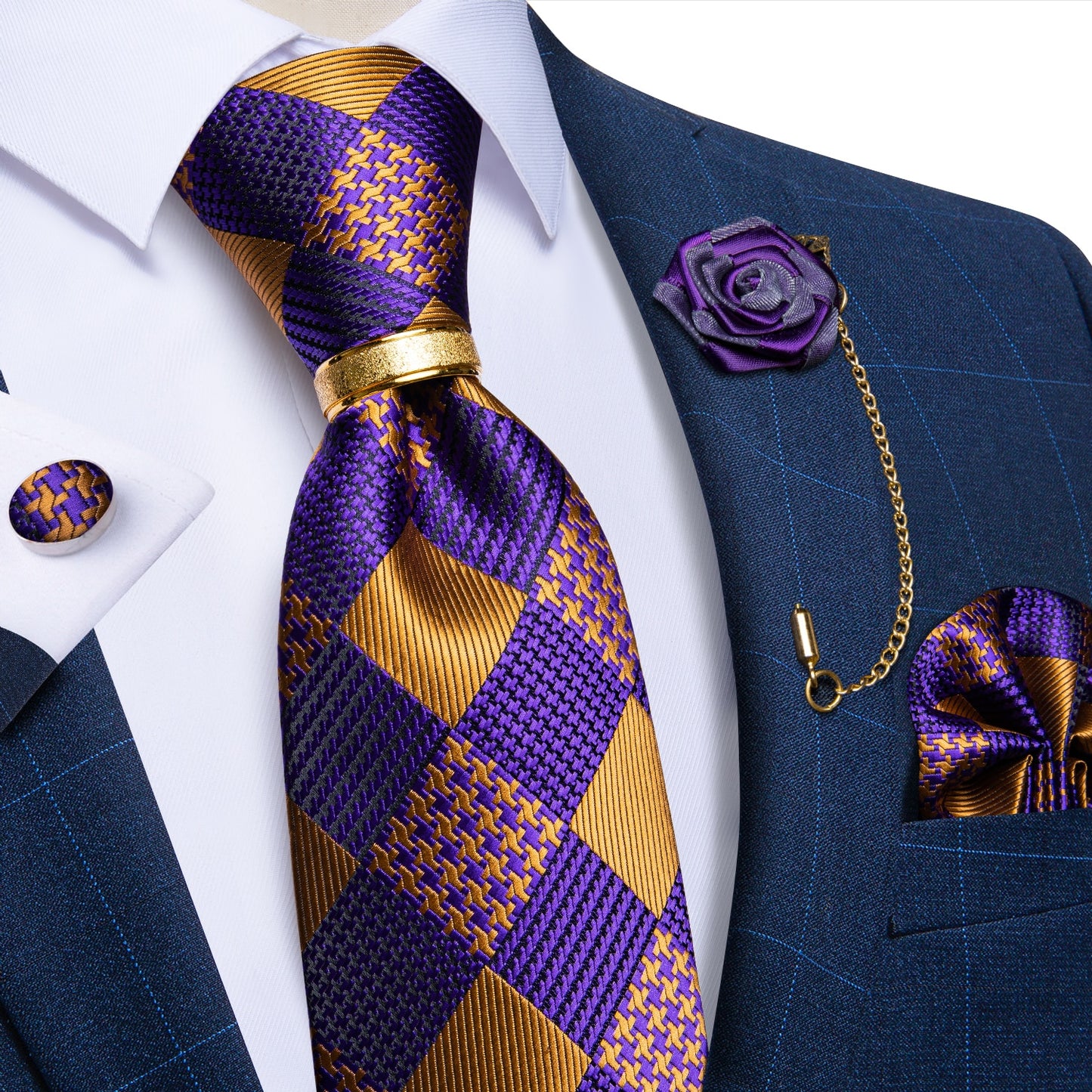 Luxury Paisley Solid Tie Set