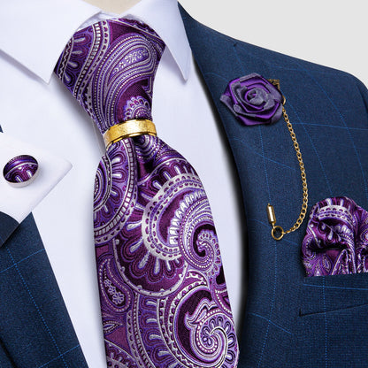 Luxury Paisley Solid Tie Set