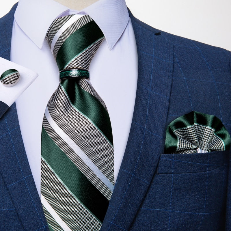 Men Green Silk Tie Set